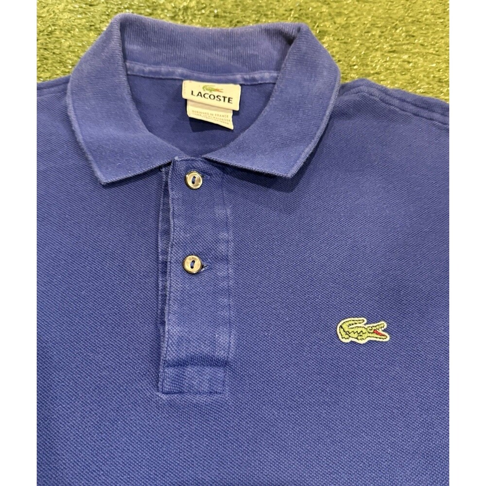 Lacoste Mens Blue Short Sleeve Pique Cotton Polo Shirt Size large